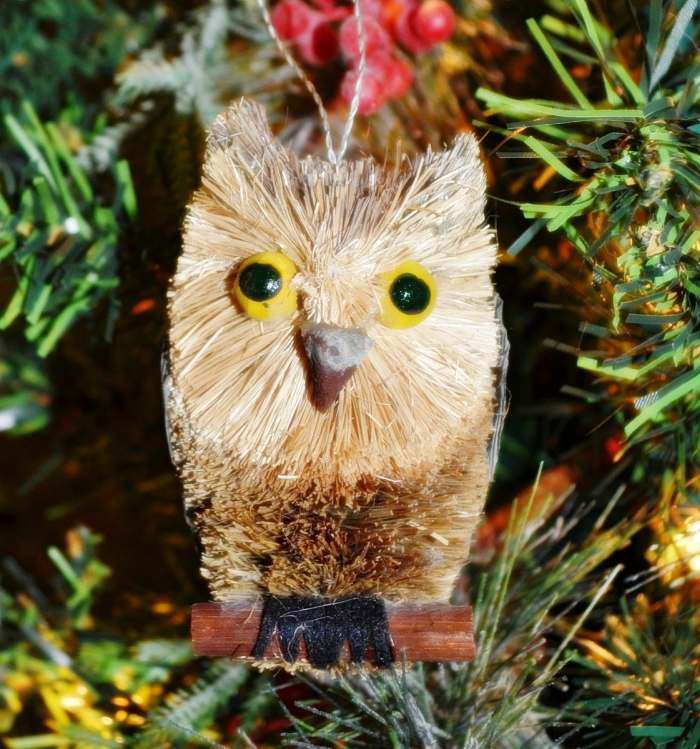 Brushart Bristle Brush Bird Ornament Grey Owl 3